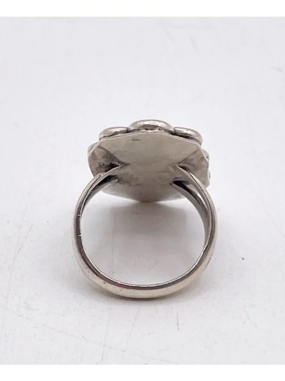 Vintage 925 Sterling Silver Coral Ring Southwestern Statement Split Shank Size 6